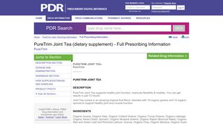 PureTrim Joint Tea | FULL Prescribing Information | PDR.net