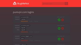 purevpn.com passwords - BugMeNot