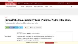 Purina Mills Inc. acquired by Land O'Lakes of Arden Hills, Minn. - St ...
