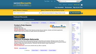SeniorDiscounts - Puritan's Pride Vitamins: discount vitamins ...