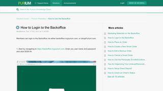 How to Login to the Backoffice : MEMBER SUPPORT PORTAL - Purium