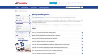 Purolator - Billing Centre Payments
