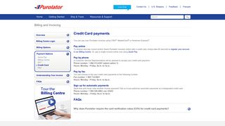 Purolator - Credit Card payments