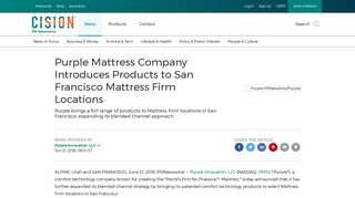 Purple Mattress Company Introduces Products to San Francisco ...