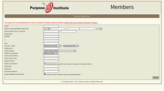 Student Registration - Purpose Institute - Login
