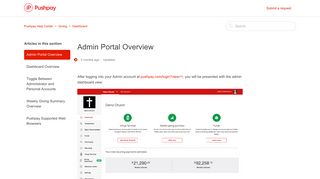 Admin Portal Overview – Pushpay Help Center