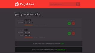 pushplay.com logins - BugMeNot