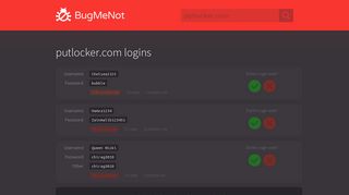 putlocker.com passwords - BugMeNot