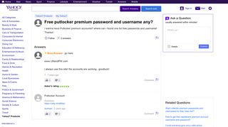 free putlocker premium password and username any? | Yahoo Answers