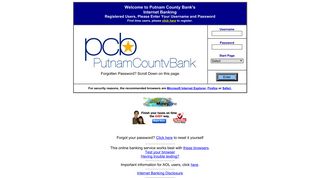 Welcome to Putnam County Bank's Internet Banking