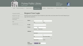 Request Your Login | Putney Public Library