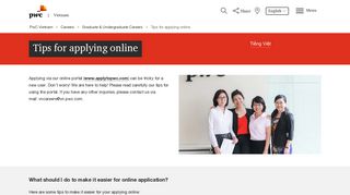 Tips for applying online - PwC