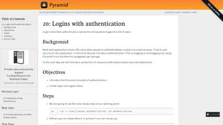20: Logins with authentication — The Pyramid Web Framework v1.10.1