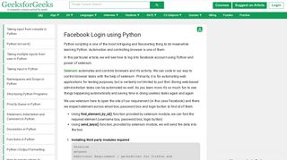 Facebook Login using Python - GeeksforGeeks