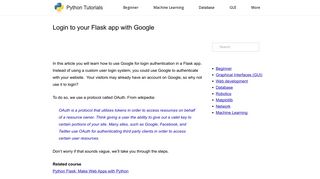 Login to your Flask app with Google – Python Tutorial - Pythonspot