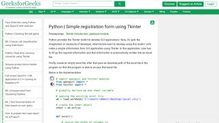 Python | Simple registration form using Tkinter - GeeksforGeeks