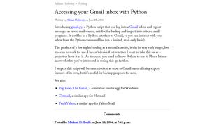 Accessing your Gmail inbox with Python | Holovaty.com