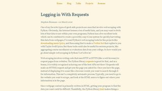 Logging in With Requests • Stephen Brennan