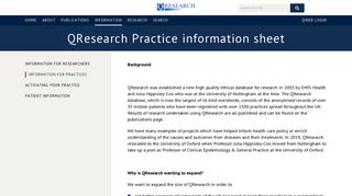 Information for practices - QResearch