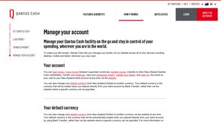 Manage Your Account | Qantas Cash NZ