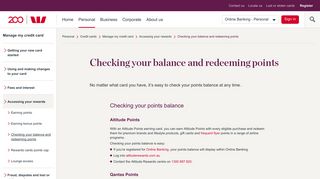 Checking your balance and redeeming points | Westpac
