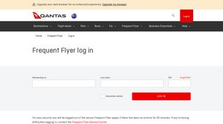 Frequent Flyer log in - Qantas