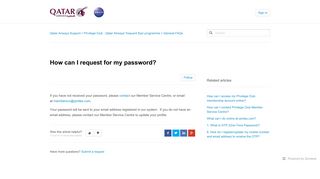 How can I request for my password? – Qatar Airways Support