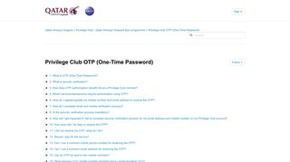 Privilege Club OTP (One-Time Password) – Qatar Airways Support
