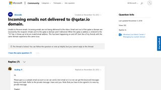 Incoming emails not delivered to @qatar.io domain. - Microsoft ...
