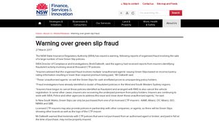 Warning over green slip fraud | Department of Finance, Services and ...