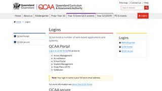Logins | Queensland Curriculum and Assessment Authority