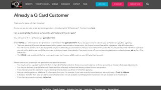 Already a Q Card Customer | Q Mastercard