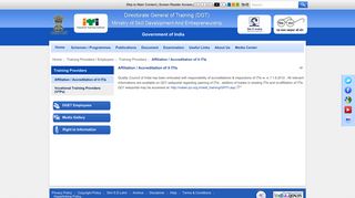 Affiliation / Accreditation of it ITIs - Directorate General of Training (DGT)
