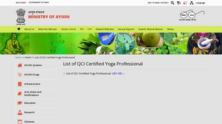 List of QCI Certified Yoga Professional | Ministry of AYUSH | GOI