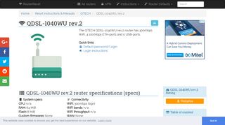 QTECH QDSL-1040WU rev.2 Default Password & Login, Manuals ...
