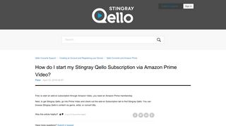 How do I start my Stingray Qello Subscription via Amazon Prime Video ...