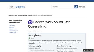 Back to Work South East Queensland | business.gov.au