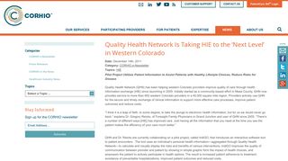CORHIO | Quality Health Network Is Taking HIE to the 'Next Level' in ...