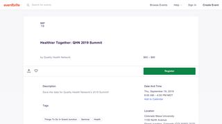 Healthier Together: QHN 2019 Summit Registration, Thu, Sep 19 ...