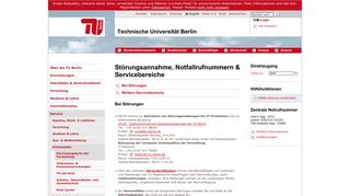 TU Berlin: Servicerufnummern