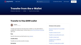 Transfer to Visa QIWI wallet – ePayments | Help Center