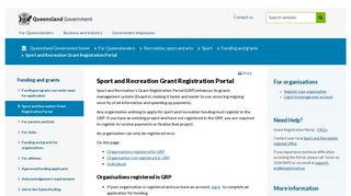 Sport and Recreation Grant Registration Portal - Queensland ...