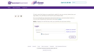BreastScreen QLD - Login