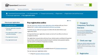 Pay registration online | Transport and motoring | Queensland ...