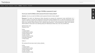 Qlogic SANBox password reset | Techdocs