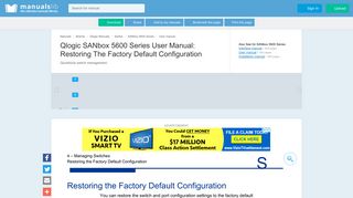 Restoring The Factory Default Configuration - Qlogic SANbox 5600 ...