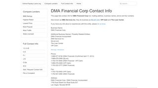 DMA Financial Corp Contact Info | Online-Payday-Loans.org