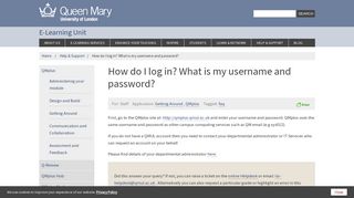 How do I log in? What is my username and password? | E-Learning Unit