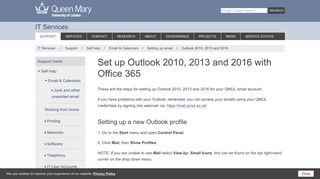 Set up Outlook 2010, 2013 and 2016 with Office 365 ... - its.qmul.ac.uk