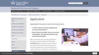 Application - Residential Services and Support - QMUL Residences